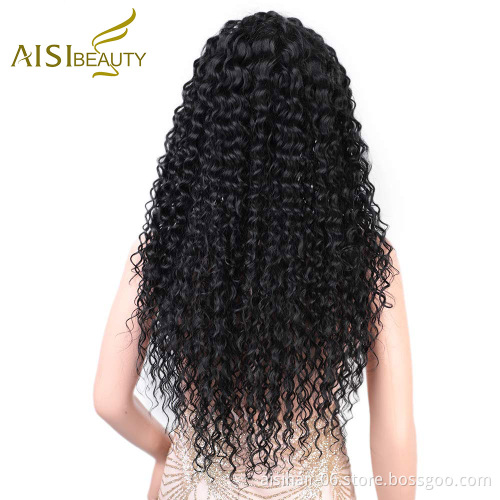 Aisi Beauty Wholesale Cheap Vendor Long Wavy Kinky Curly 13x6 Black Lace Front Synthetic Hair For Black Women Lace Front Wig